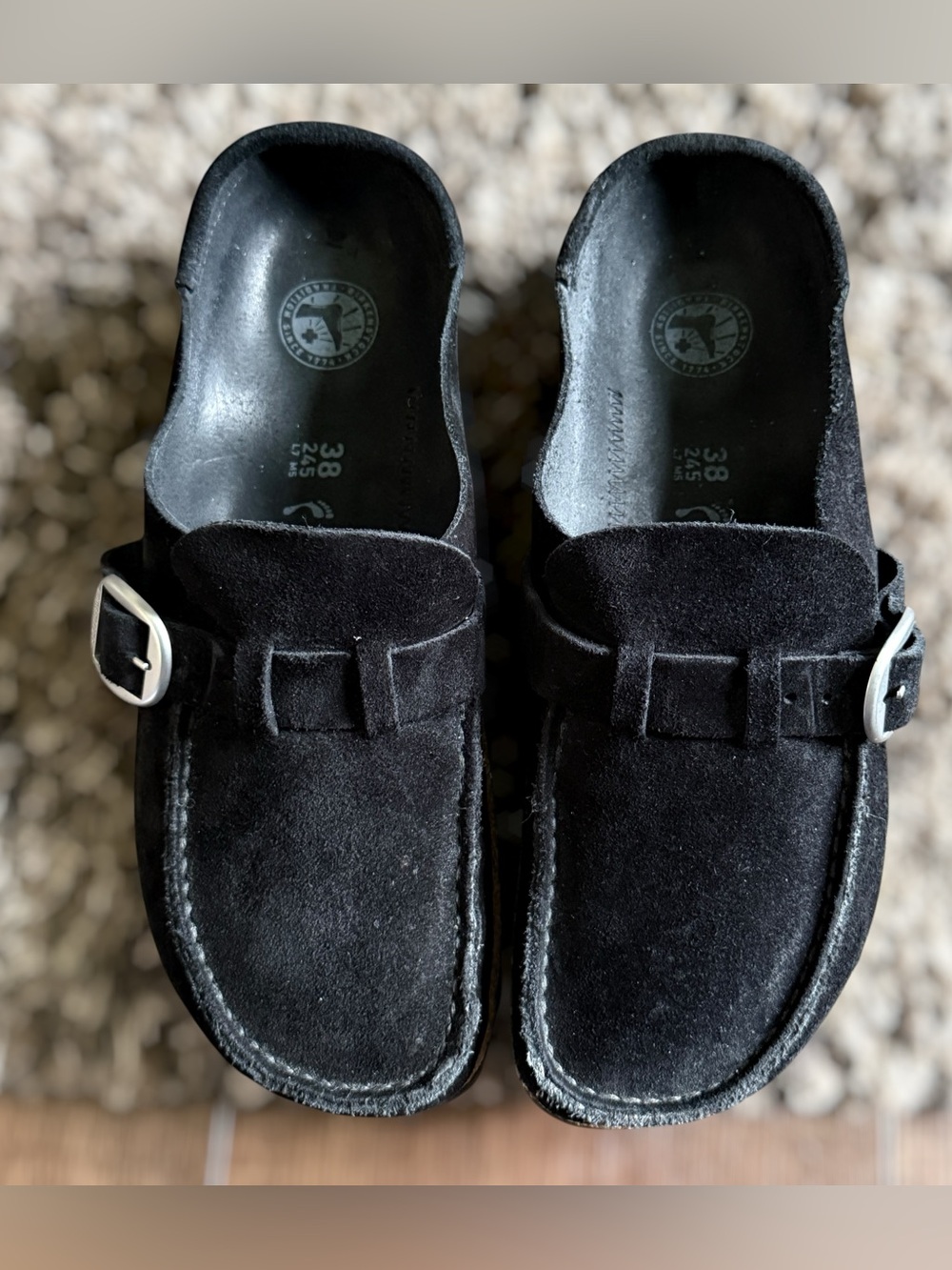 BIRKENSTOCK Black Suede Slip-On Mule with Cork-Style Midsole Size 7 Women - Picture 3 of 12
